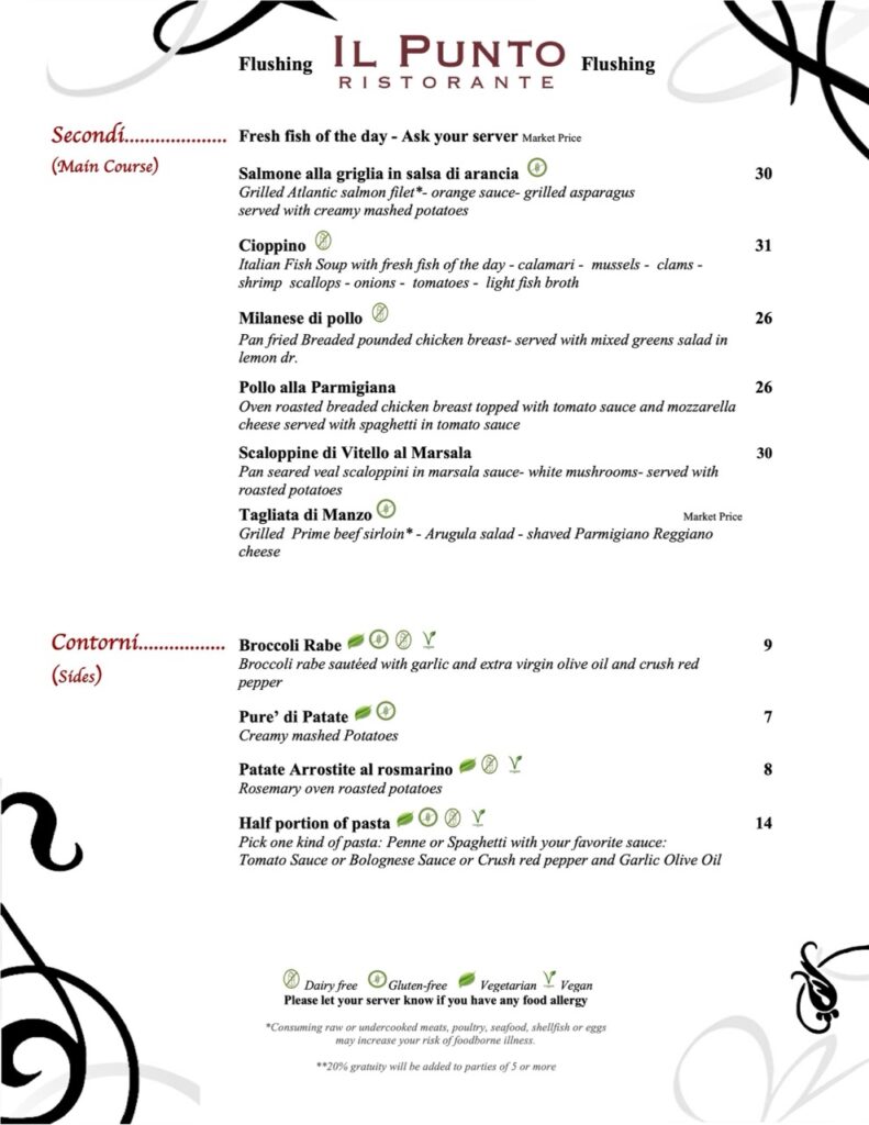 IL Punto Flushing menu dinner 2026